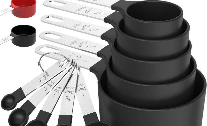 TILUCK Measuring Cups & Spoons Set: Nesting Design, Steel Handles