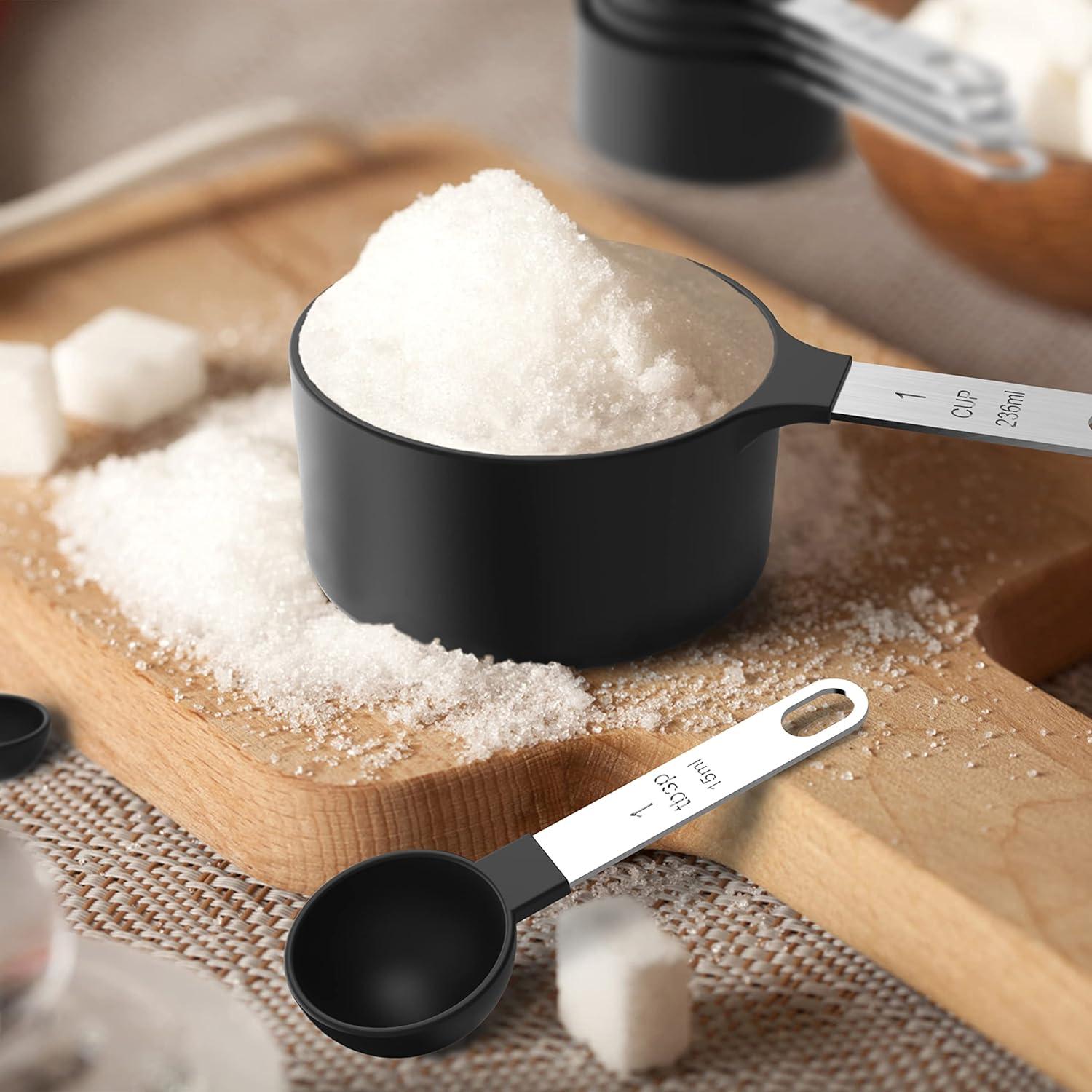 TILUCK Measuring Cups & Spoons Set: Nesting Design, Steel Handles