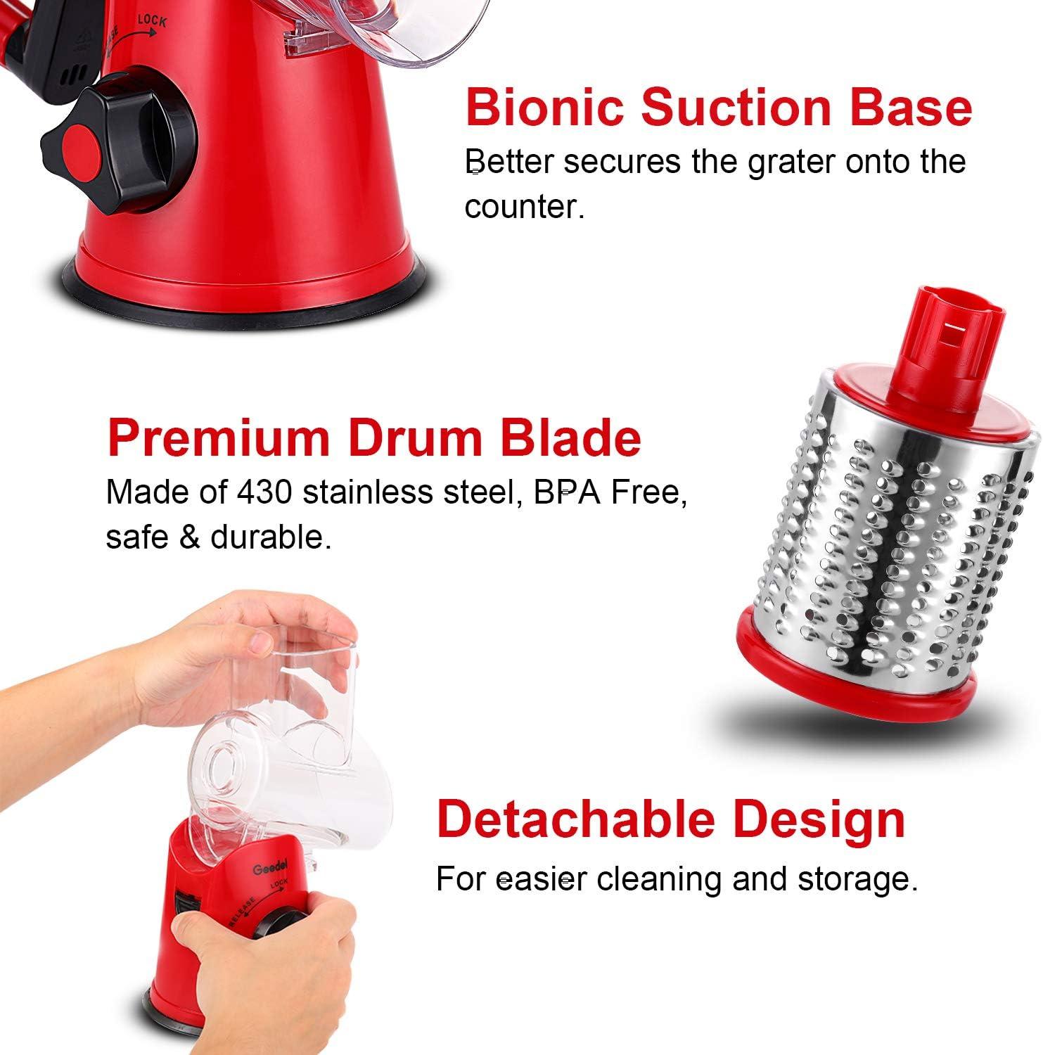 Geedel Rotary Cheese Grater: Speedy Slicing, Easy Cleanup