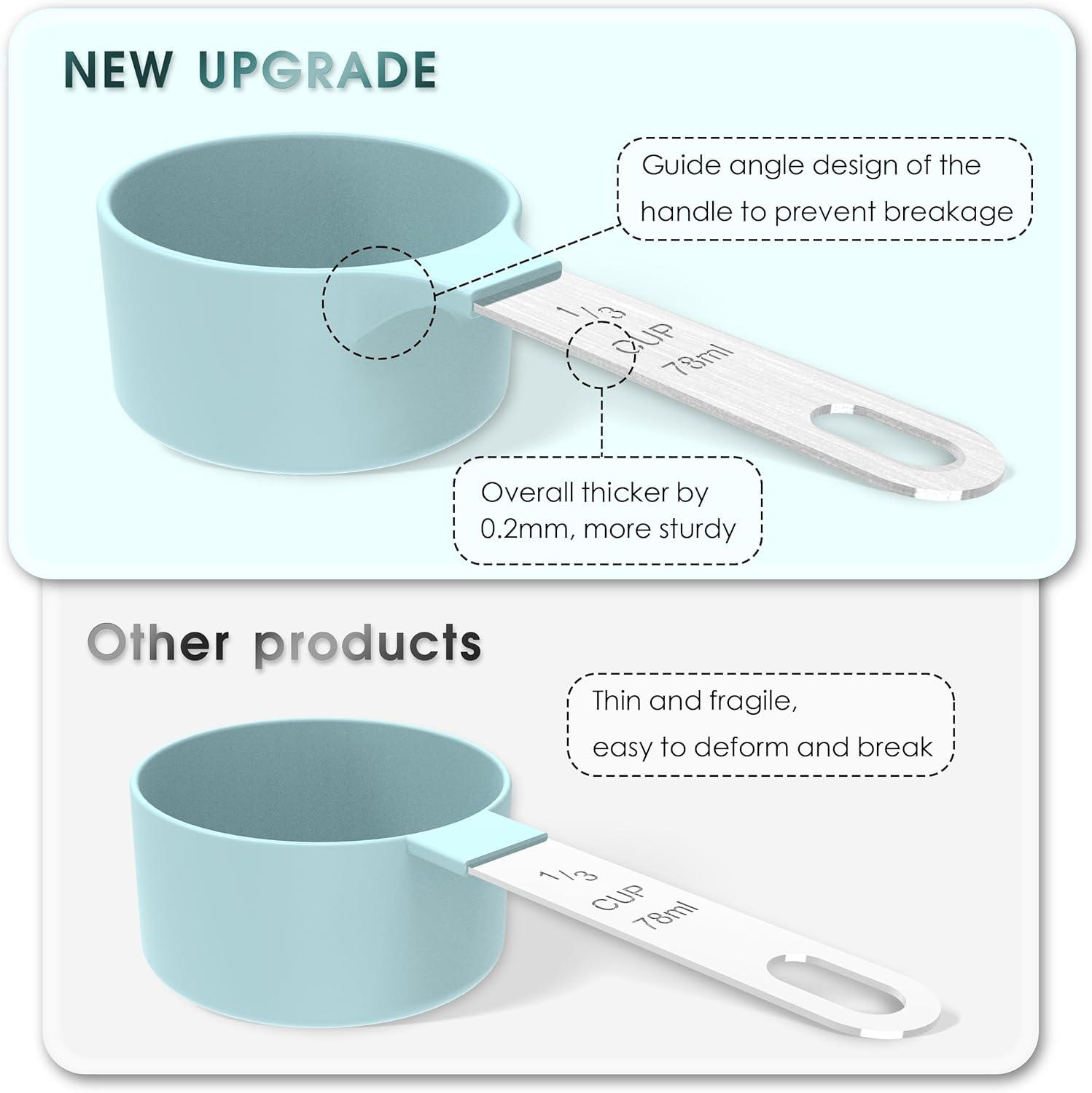 TILUCK Measuring Cups & Spoons Set: Nesting Design, Steel Handles