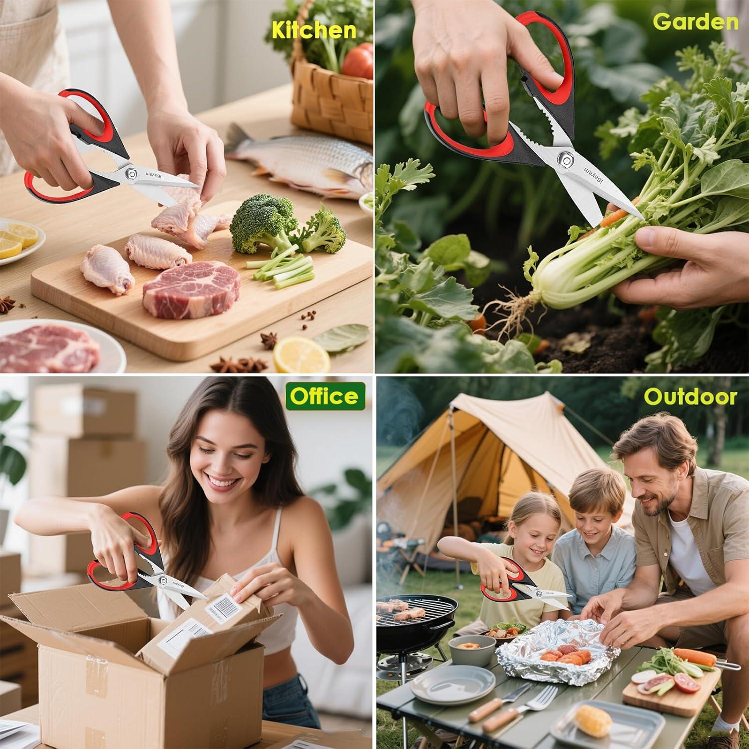 IBayam Kitchen Scissors: Heavy-Duty, Dishwasher Safe, with Sheath