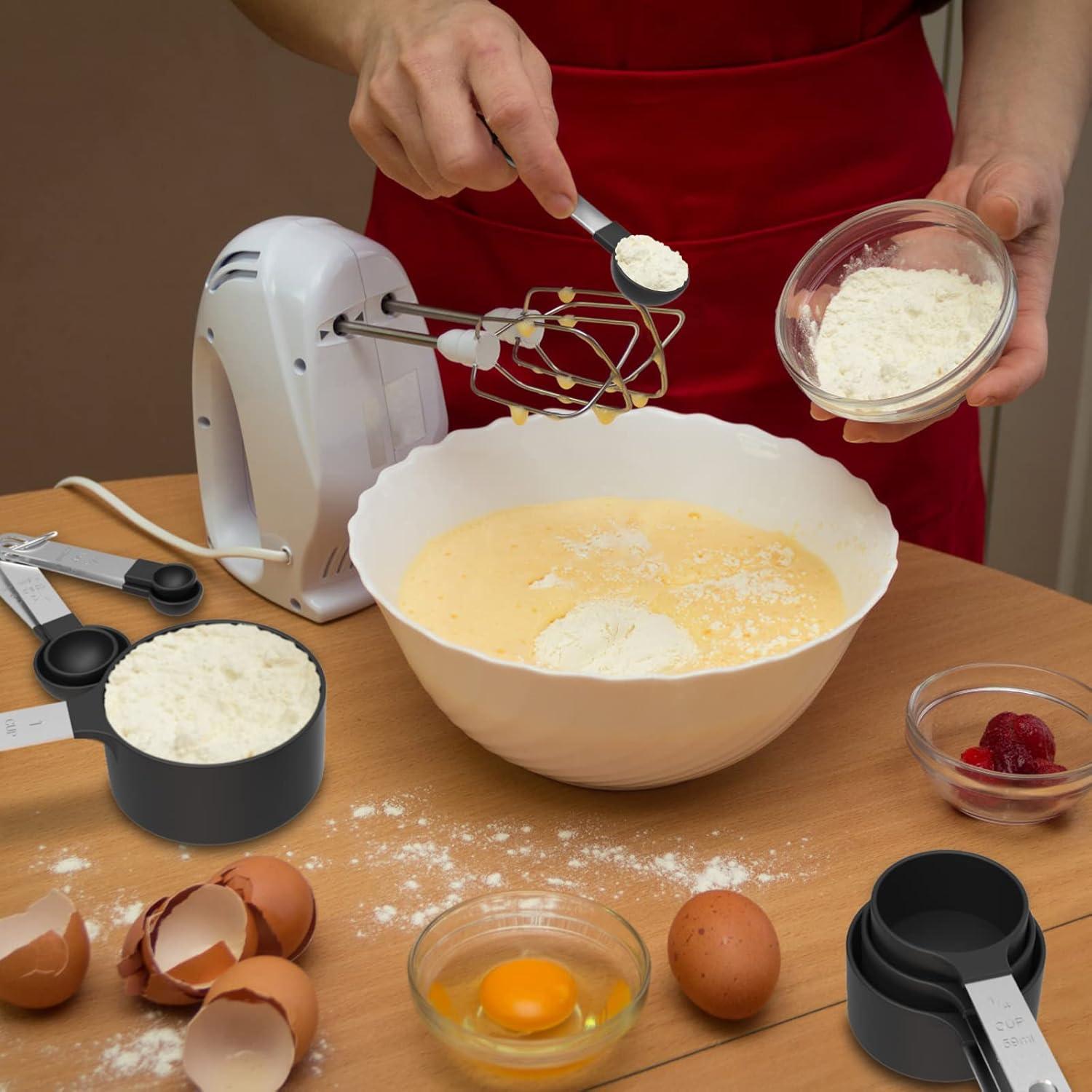 TILUCK Measuring Cups & Spoons Set: Nesting Design, Steel Handles