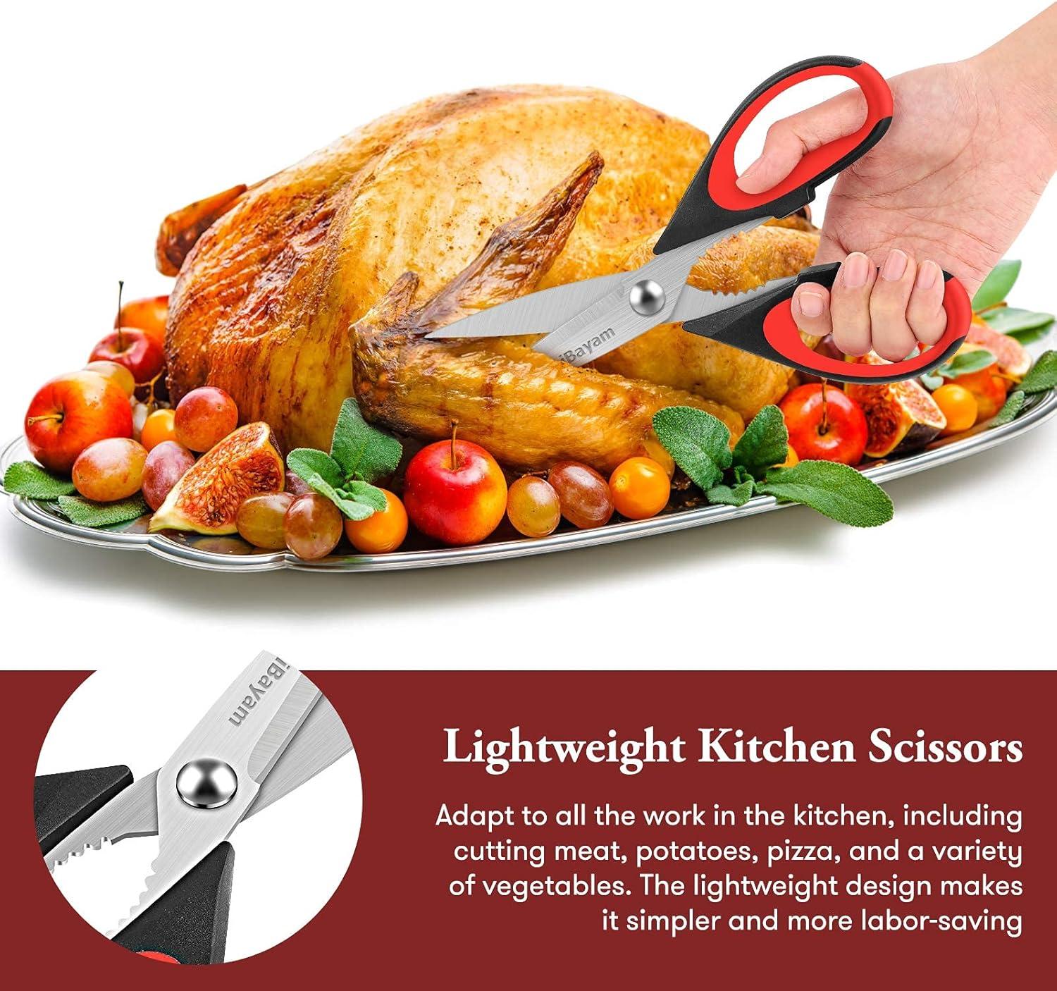 IBayam Kitchen Scissors: Heavy-Duty, Dishwasher Safe, with Sheath